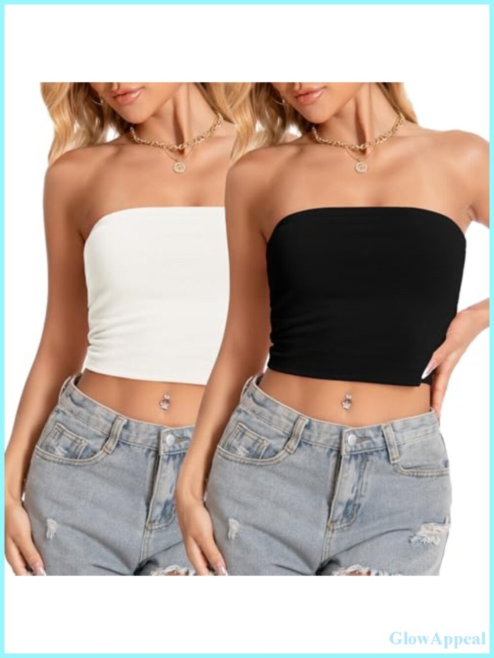 Women's Strapless Tube Crop Top Sleeveless Bandeau Tank Top Slim Fit Summer